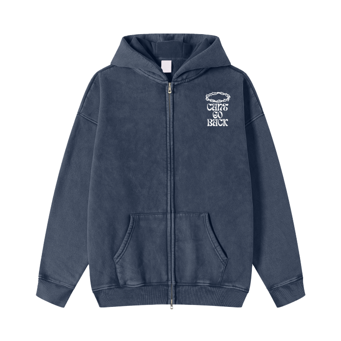 Can't Go Back Acid Washed Zip-up Hoodie