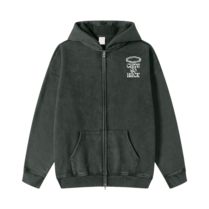 Can't Go Back Acid Washed Zip-up Hoodie