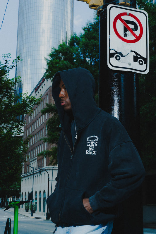 Can't Go Back Acid Washed Zip-up Hoodie